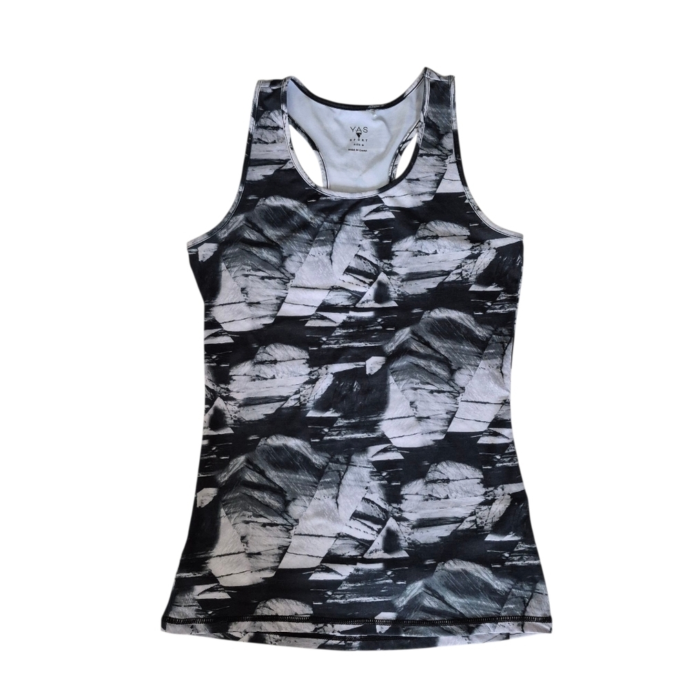 YAS Sport Black & White Abstract Print Tank Top